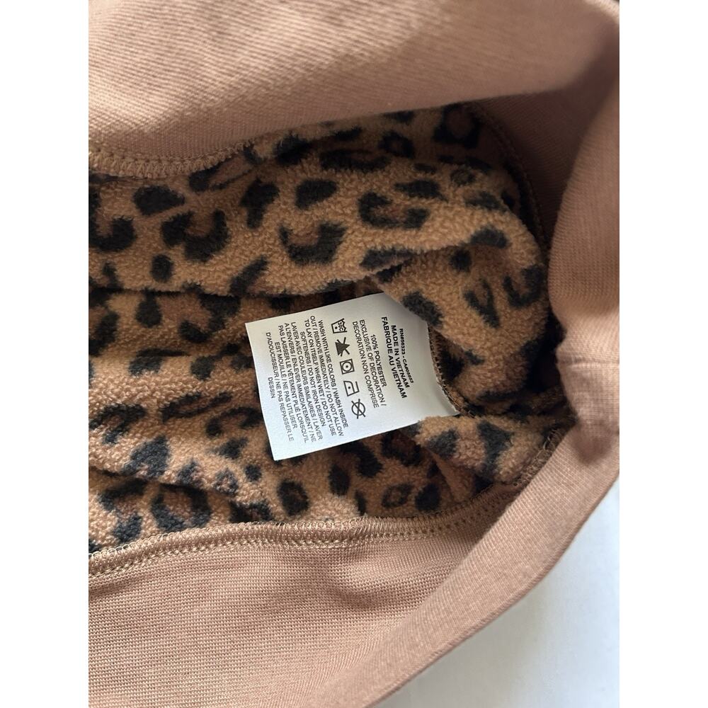 Nike Leopard Print Sweatshirt Women Small Brown Crewneck Fleece Pullover - Picture 8 of 12
